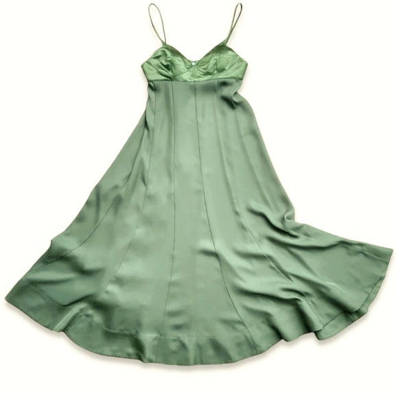 3.1 PHILLIP LIM Fluid Flare Bustier Prom Gown Olive Green - Picture 8 of 16